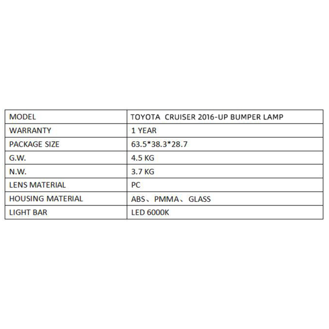 FOR TOYOTA CRUISER 2016-UP BUMPER LAMP