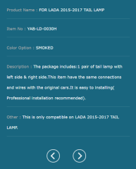 FOR LADA 2015-2017 TAIL LAMP