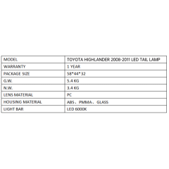 FOR TOYOTA HIGHLANDER 2008-2011 LED TAIL LAMP