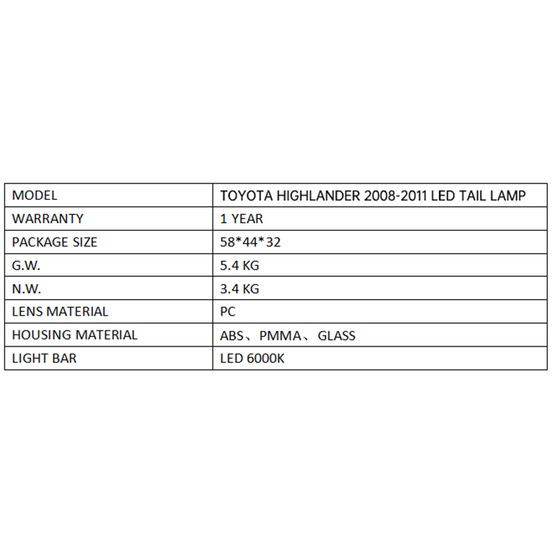 FOR TOYOTA HIGHLANDER 2008-2011 LED TAIL LAMP
