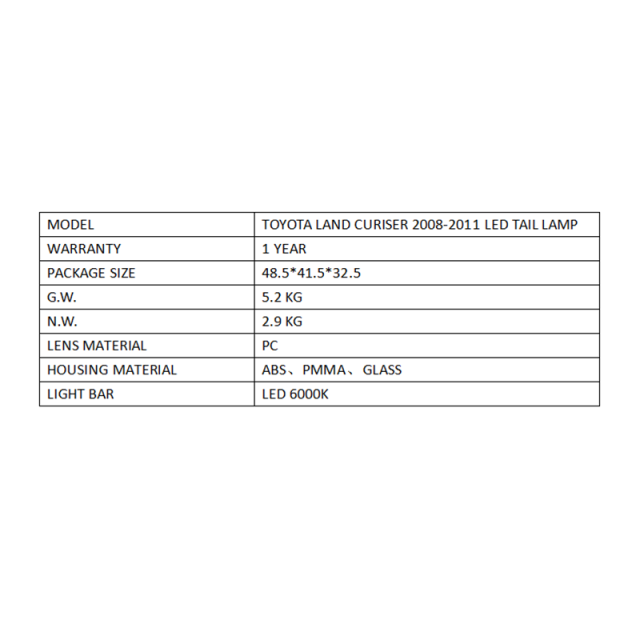 FOR TOYOTA LAND CURISER 2008-2011 LED TAIL LAMP