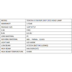 FOR TOYOTA FJ CRUISER 2007-2015 HEAD LAMP