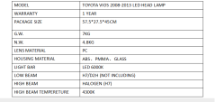 FOR TOYOTA VIOS 2008-2013 LED HEAD LAMP
