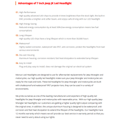 50w DOT SAE 7'' Round Jeep Wrangler JK Led Headlight Projector with High Low Beam