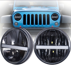Morsun for Jeep Wrangler JK Accessories 7 Headlight H4 Bulb White/Yellow Turning Signal
