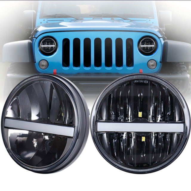 Morsun for Jeep Wrangler JK Accessories 7 Headlight H4 Bulb White/Yellow Turning Signal