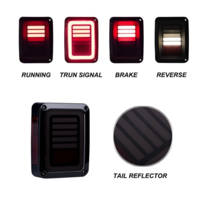 Car LED Tail light 12V smoked Lens Led Stop Tail Lamp for Jeep Wrangler JK