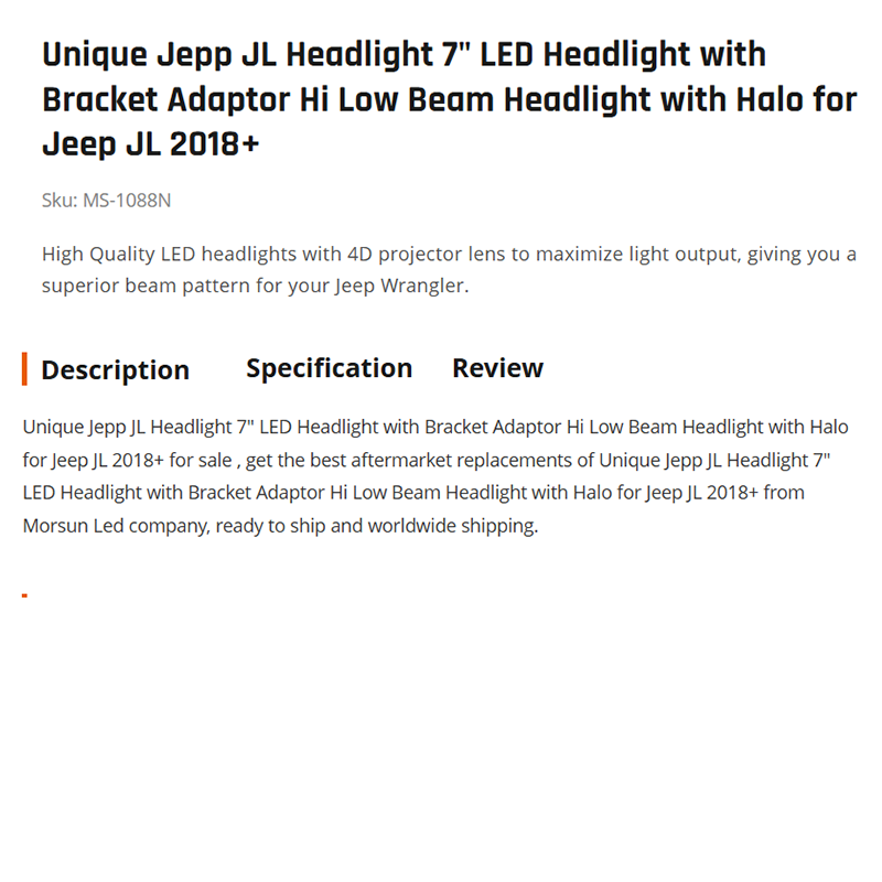 Unique Jepp JL Headlight 7" LED Headlight with Bracket Adaptor Hi Low Beam Headlight with Halo for Jeep JL 2018+
