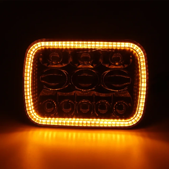 Square 5x7 led headlight for cherokee xj hi/lo beam Reflector led headlamp with angel eye for jeep accessories