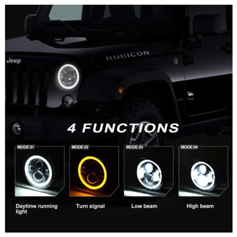One Pair 2 pcs 7 inch Led Headlamps for 2010 Jeep Wrangler Rubicon 55078149AD 55078148AD Jeep Wrangler Rubicon Composite Headlamp Parts