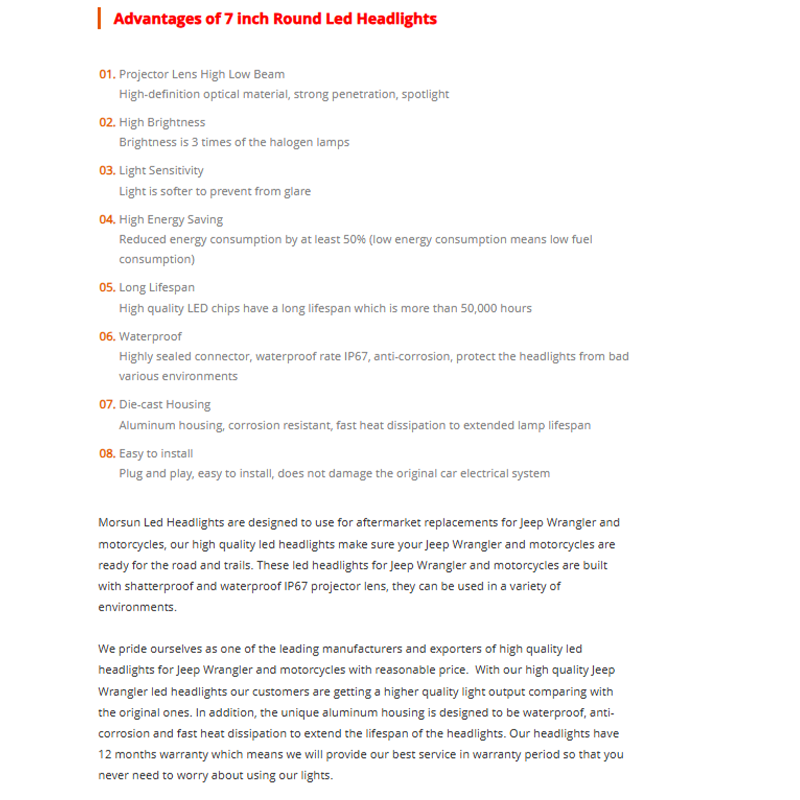 For Lands Rover Defender/Royal Enfield Headlight 7" Led Headlight with DRL Turning for Jeep Wrangler JK JKU CJ TJ