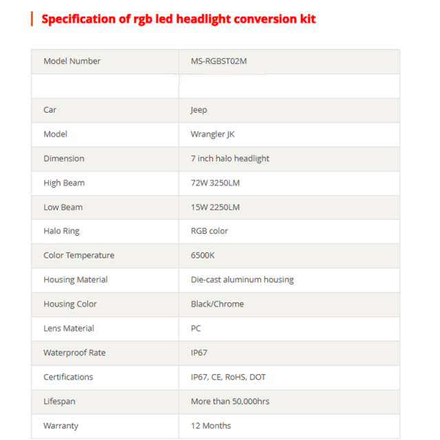 7" rgb jeep headlight and fog lamps kit for 2007-2016 Jeep Wrangler jk/jk unlimited bluetooth app control rgb led headlight conversion kit