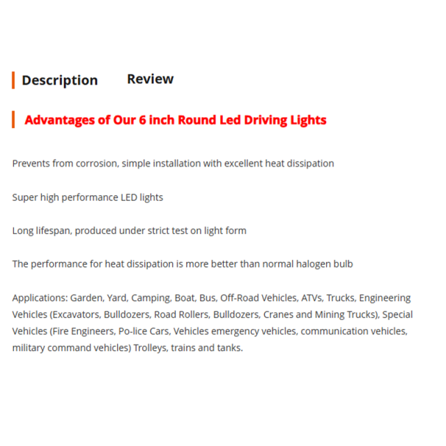 51W 6 inch Round Led Offroad Lights Jeep Wrangler Off Road Lights 6 inch Round Led Driving Lights