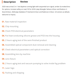 Led Daytime Running Lights with Turn Signal for 2018+ Jeep Wrangler Sahara 4-Door Rubicon 2-Door 4-Door