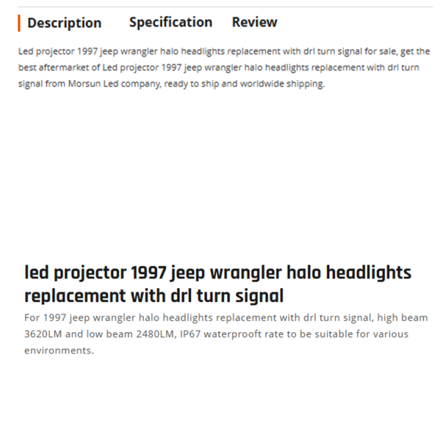led projector 1997 jeep wrangler halo headlights replacement with drl turn signal