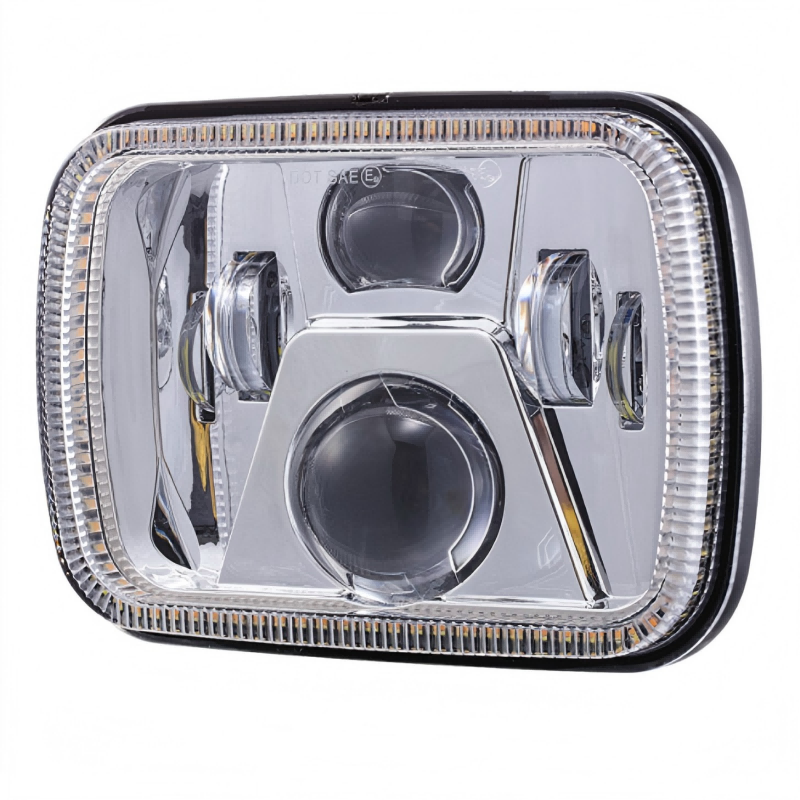 High quality 5x7 inch truck led headlight for jeep cherokee xj/GMC headlamp with rectangular halo ring