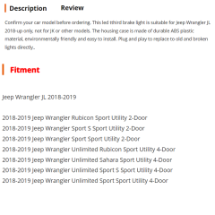 New Arrival 2018 Jeep JL Third Brake Light Jeep Wrangler JL Led 3rd Brake Light 2019 Jeep JL Spare Tire Brake Light