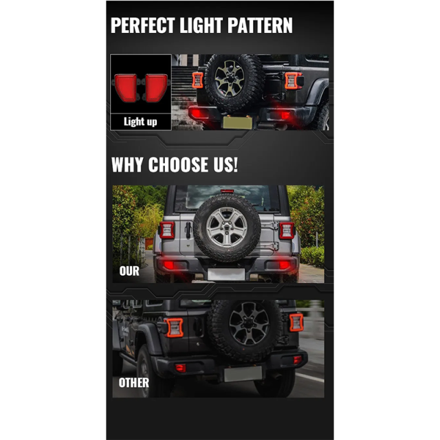 2018 up Jeep Wrangler JL Rear Bumper Led Tail Lights Reflector Lamps