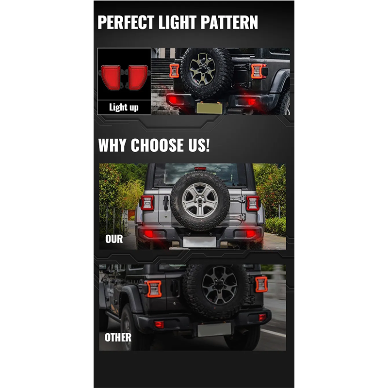 2018 up Jeep Wrangler JL Rear Bumper Led Tail Lights Reflector Lamps