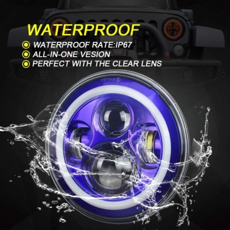 7 inch Led Blue Halo Lights for Jeep Wrangler JK Blue Halo Headlights Jeep Wrangler Conversion Kits