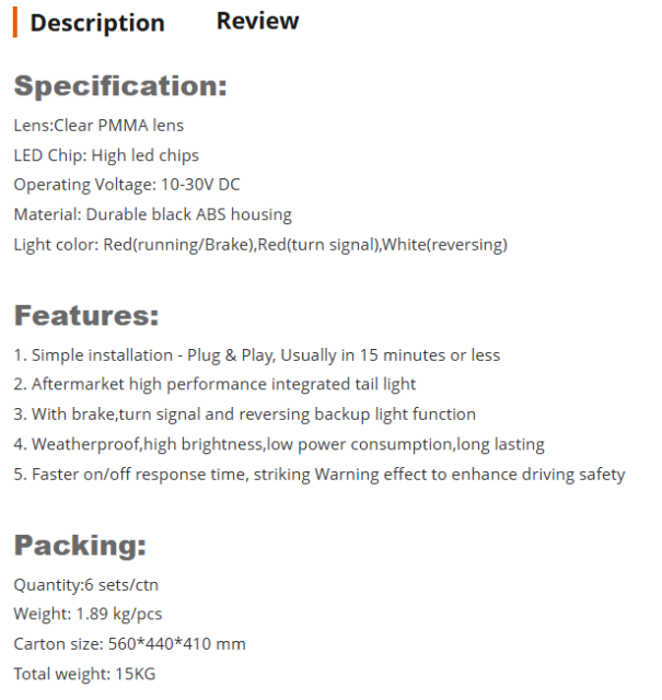 For Jeep Wrangler JK 07-17 LED Rear Tail Lights Brake Reversing Turn Signal tail Lamps