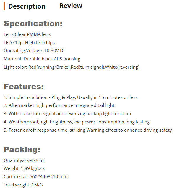 For Jeep Wrangler JK 07-17 LED Rear Tail Lights Brake Reversing Turn Signal tail Lamps