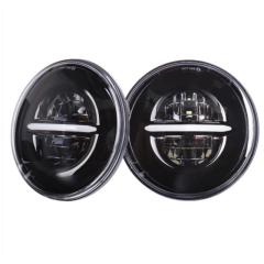 7" LED Headlights 45W High Low Beam LED H4 Halo Angel Eye DRL Amber Turn Signal for Jeep Wrangler JK Harley