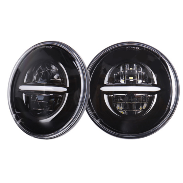 7" LED Headlights 45W High Low Beam LED H4 Halo Angel Eye DRL Amber Turn Signal for Jeep Wrangler JK Harley