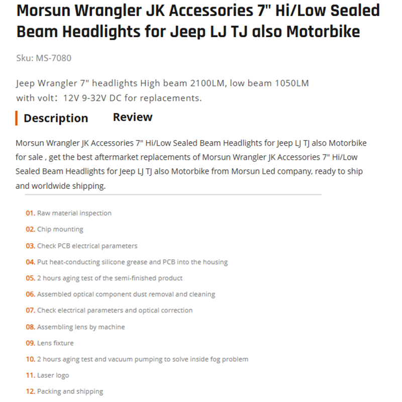 Morsun Wrangler JK Accessories 7" Hi/Low Sealed Beam Headlights for Jeep LJ TJ also Motorbike