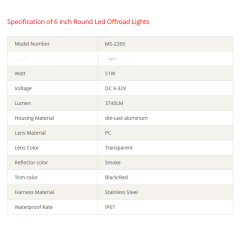 51W 6 inch Round Led Offroad Lights Jeep Wrangler Off Road Lights 6 inch Round Led Driving Lights