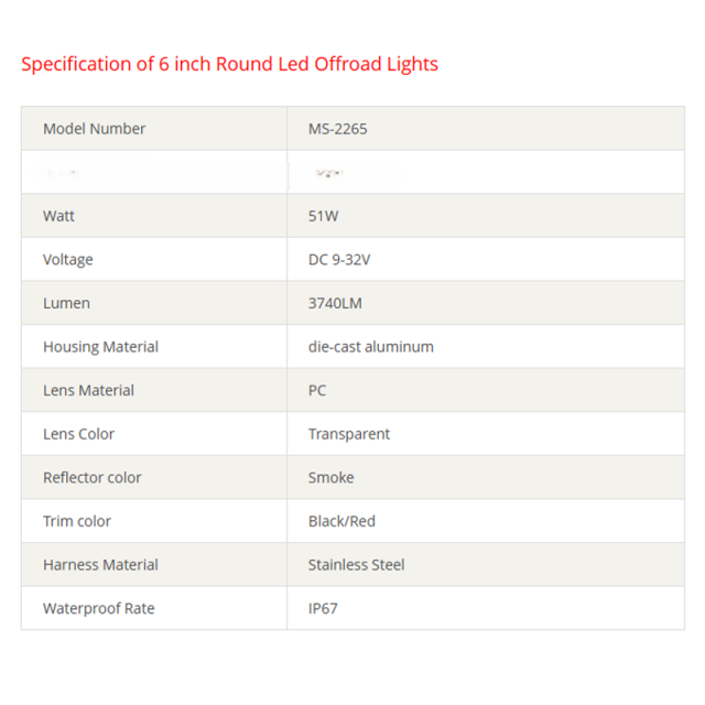 51W 6 inch Round Led Offroad Lights Jeep Wrangler Off Road Lights 6 inch Round Led Driving Lights