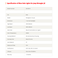 7 inch Led Blue Halo Lights for Jeep Wrangler JK Blue Halo Headlights Jeep Wrangler Conversion Kits