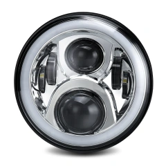 For Lands Rover Defender/Royal Enfield Headlight 7" Led Headlight with DRL Turning for Jeep Wrangler JK JKU CJ TJ