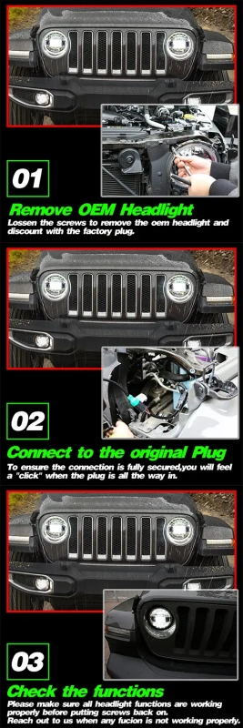 High power 108w 7 inch jeep wrangler halo projector headlights