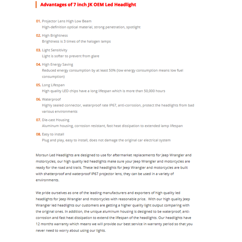 7 inch Round Jeep Jk Oem Led Headlights with Halo Lights Jeep Jk Factory Led Headlights Assembly