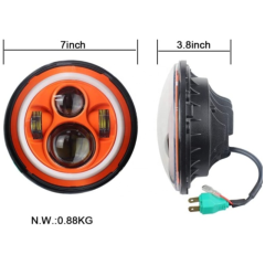 DOT 7 inch Orange Halo Headlights Led Orange Halo Lights for Jeep Wrangler JK 1997-2007
