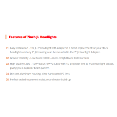 Unique Jepp JL Headlight 7" LED Headlight with Bracket Adaptor Hi Low Beam Headlight with Halo for Jeep JL 2018+