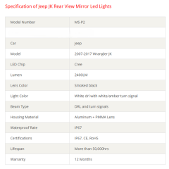 Jeep JK rear view mirror led lights Jeep Wrangler rear view mirror light replacement