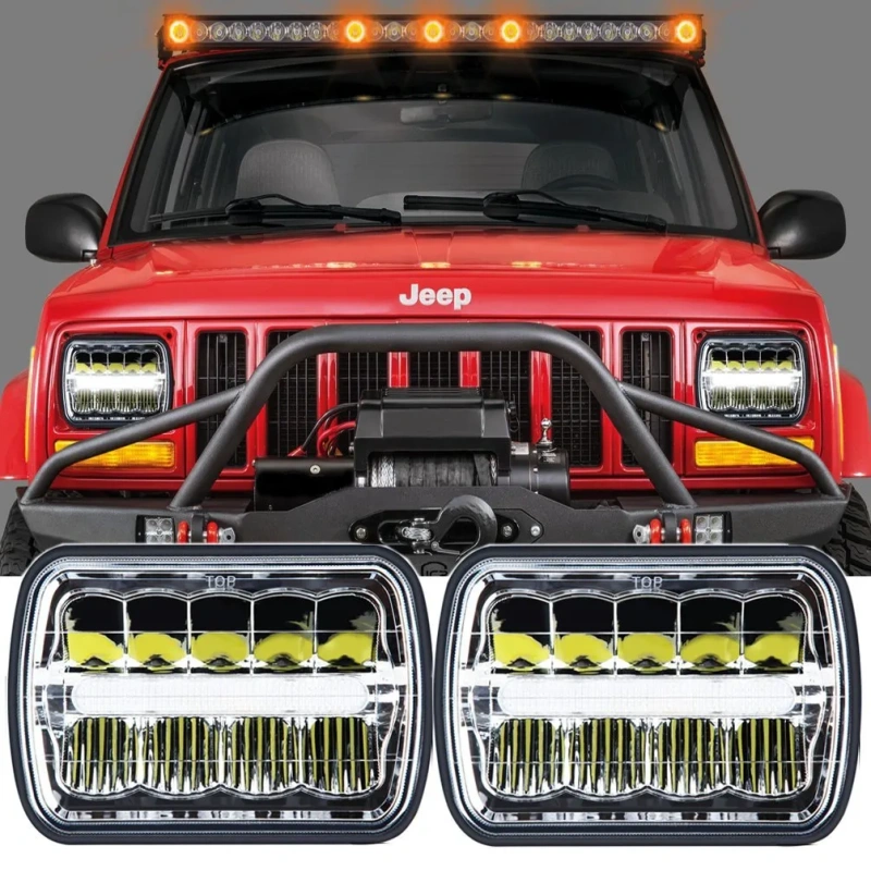 Square 5x7'' inch Led headlight for Jeep YJ Cherokee XJ Auto lighting system car accessories