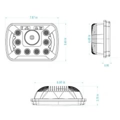 Car accessories 5x7 square led headlight for jeep yj rectangular headlamp for Cherokee xj