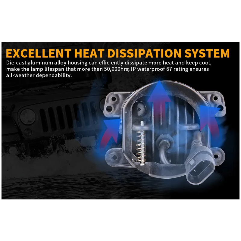 High Brightness 2007-2017 Jeep JK Led Fog Lights OEM 4 inch Jeep Wrangler JK Fog Light Replacement