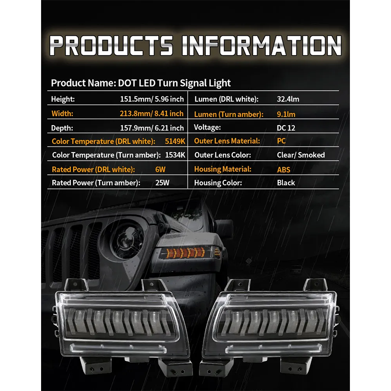 Smoked Jeep JL Switchback Led Turn Signal Sequential 2018 2019 2020 Jeep Wrangler Led Turn Signals DRL for Sport Sport S