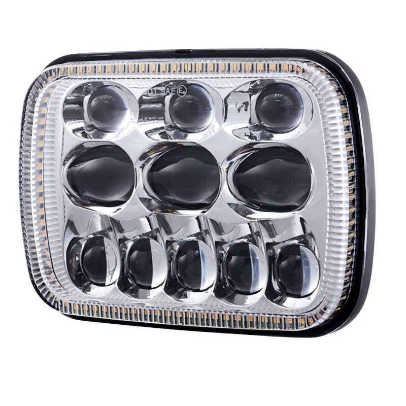 Square 5x7 led headlight for cherokee xj hi/lo beam Reflector led headlamp with angel eye for jeep accessories