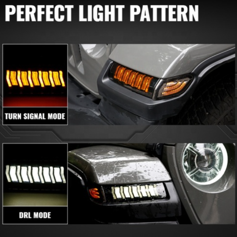 Smoked Jeep JL Switchback Led Turn Signal Sequential 2018 2019 2020 Jeep Wrangler Led Turn Signals DRL for Sport Sport S