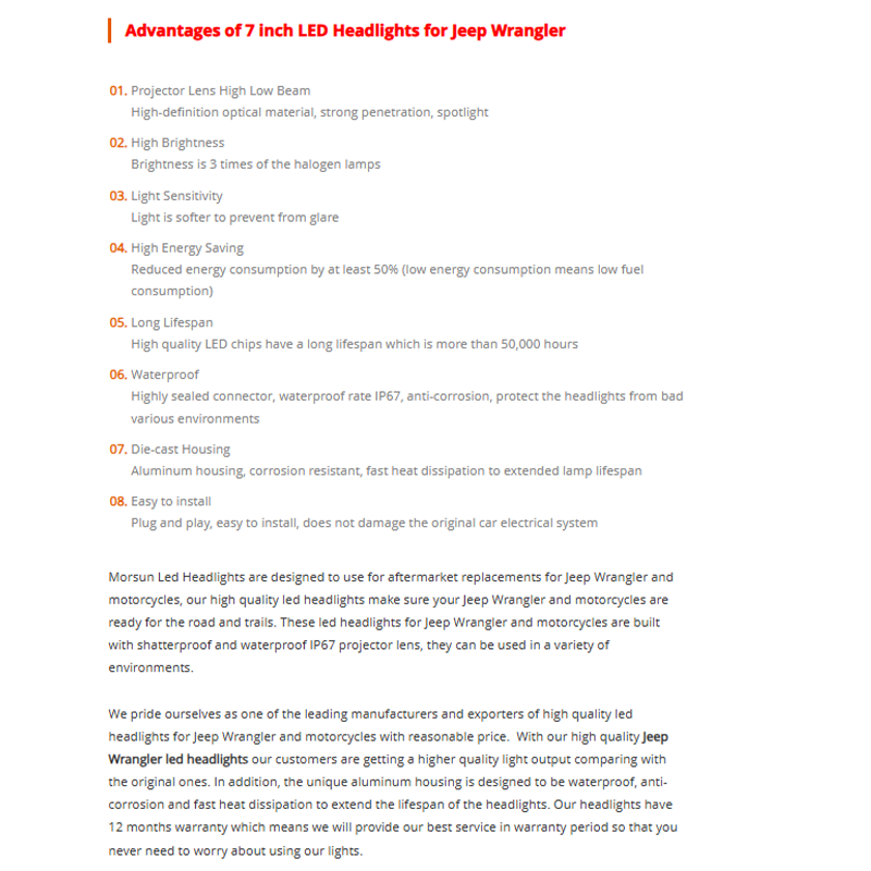 Morsun 7 Inch LED Round 105W Headlight DRL halo Ring Headlamp for Jeep Wrangler Car Motorcycle