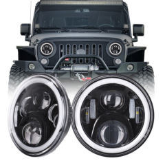 For Lands Rover Defender/Royal Enfield Headlight 7" Led Headlight with DRL Turning for Jeep Wrangler JK JKU CJ TJ
