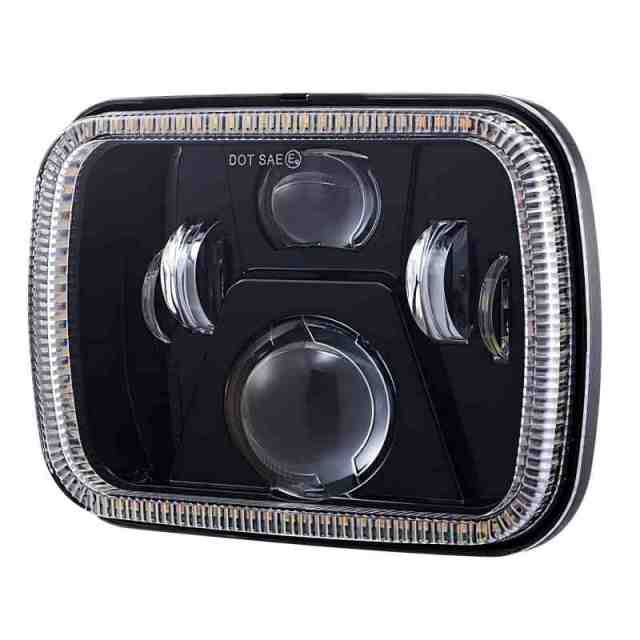 High quality 5x7 inch truck led headlight for jeep cherokee xj/GMC headlamp with rectangular halo ring