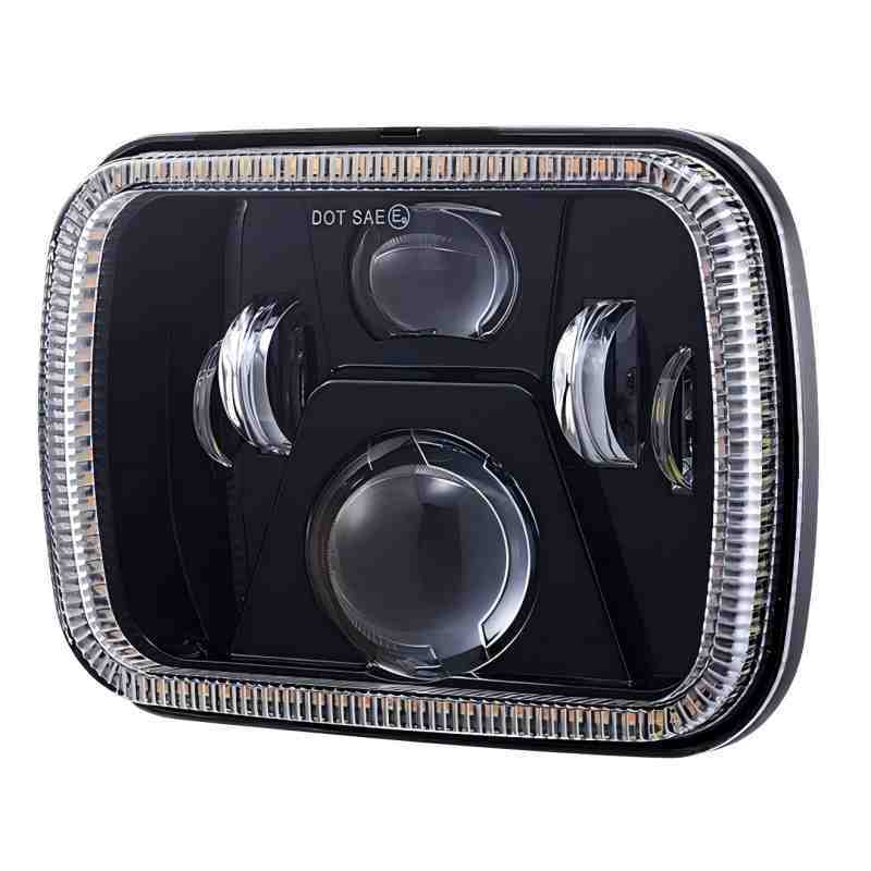 High quality 5x7 inch truck led headlight for jeep cherokee xj/GMC headlamp with rectangular halo ring