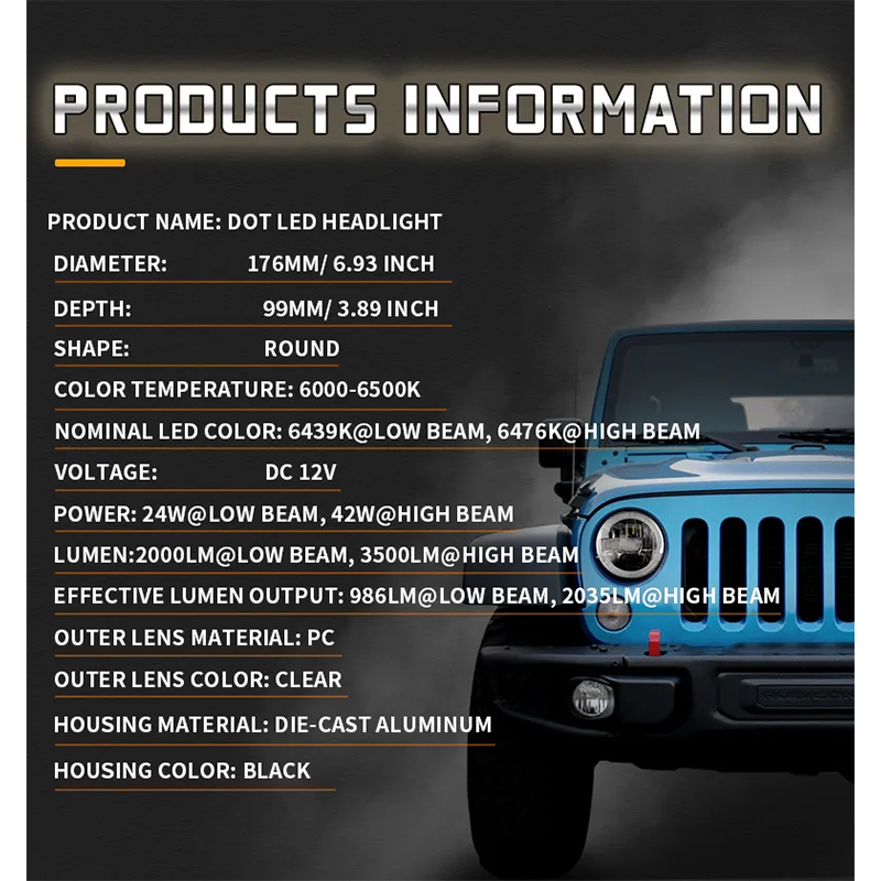 2007-2017 Jeep Wrangler JK Led Headlights Conversion Jeep JKU Led Headlights with White DRL