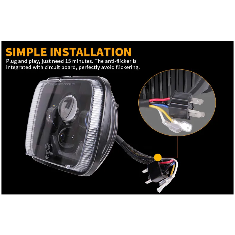 5x7 Lights Rectangular Right Hand Drive Jeep Cherokee Led Headlights RHD American Cars Jeep Wrangler Headlights